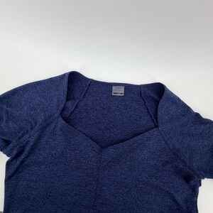 ILUS Sweetheart Long Sleeve Crop Top XXXL‎ Space Dye Navy Blue Athletic Workout
